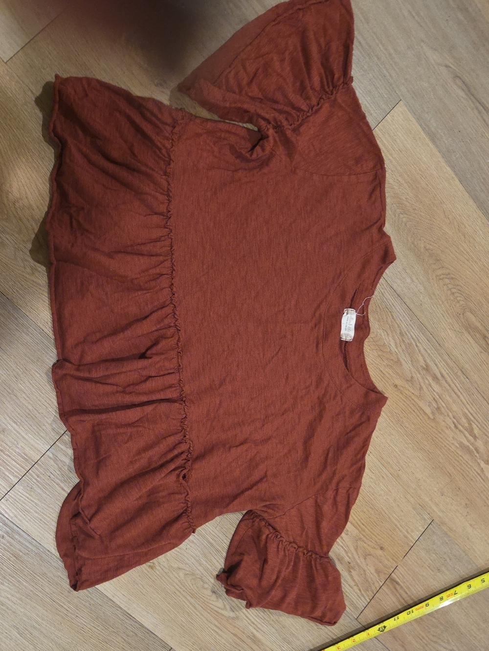 Altar'd State Rust Red Ruffle Peplum Crop Top
